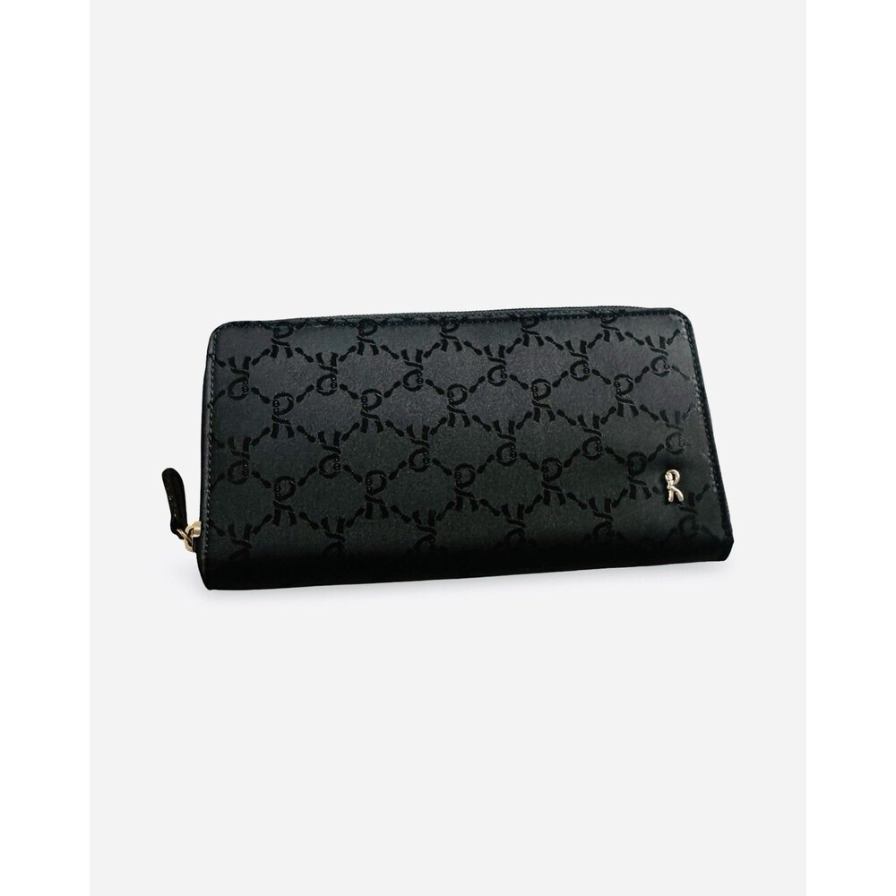 Roberta di Camerino Black Monogram Zip-Around Long Wallet